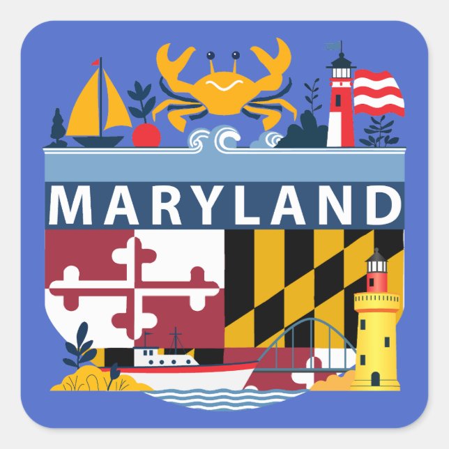 Maryland, USA Quadratischer Aufkleber (Vorderseite)