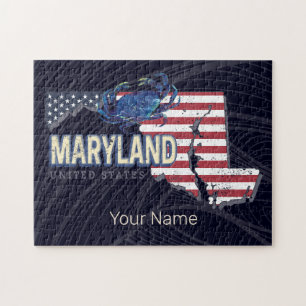 Maryland Vereinigte Staaten Retro-Staatskarte Vint
