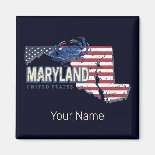 Maryland Vereinigte Staaten Retro-Staatskarte Vint Magnet