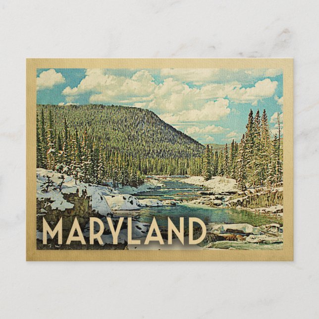 Maryland Vintage Reisen Schnee Winterlandschaft Postkarte (Vorderseite)