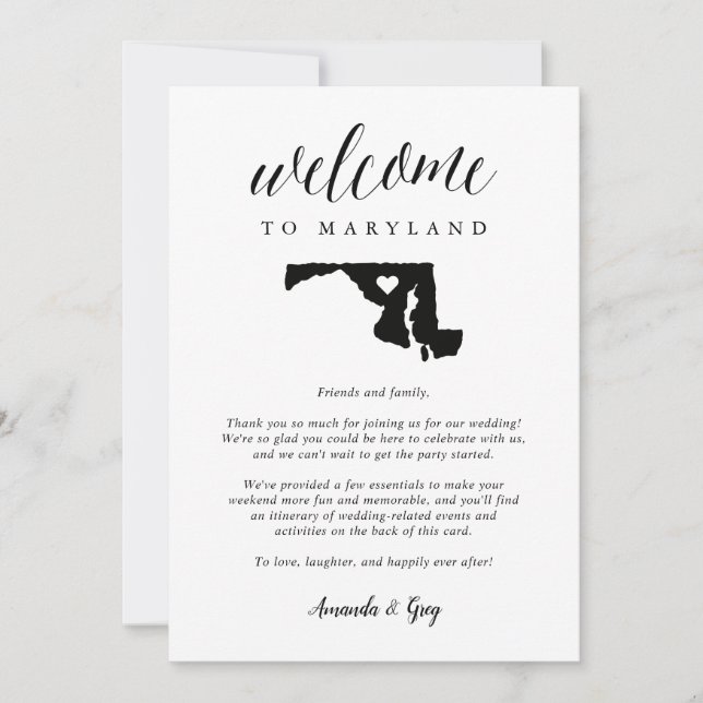 Maryland Wedding Welcome Letter & Itinerary (Vorderseite)