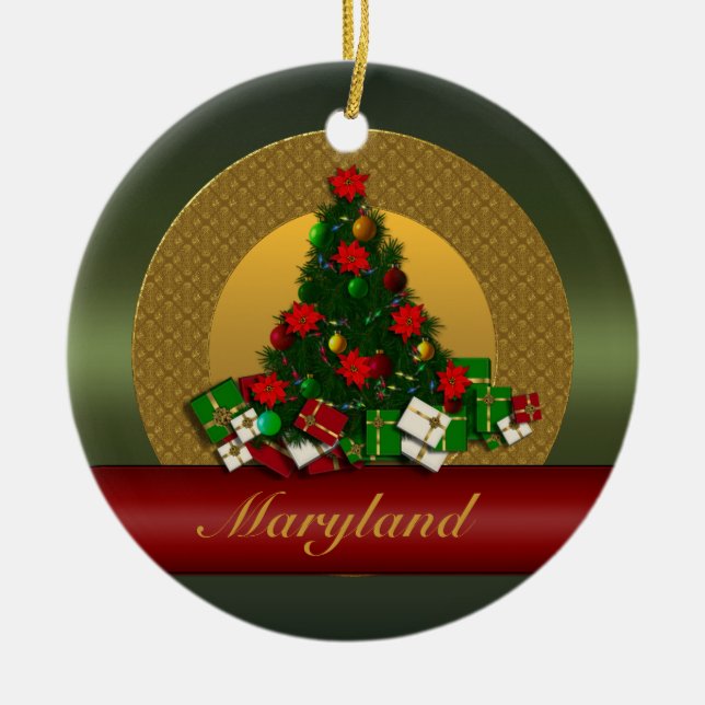Maryland-Weihnachtsbaum-Verzierung Keramikornament (Vorne)