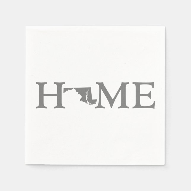 Maryland Zuhause Staat Gray Word Art Paper Party Serviette (Vorderseite)