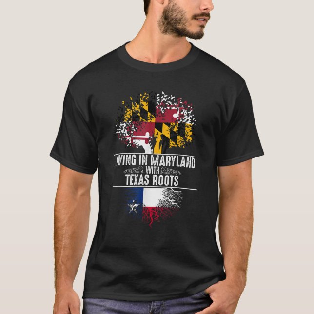 Maryland Zuhause Texas Roots Staat Tree Flag Shirt (Vorderseite)