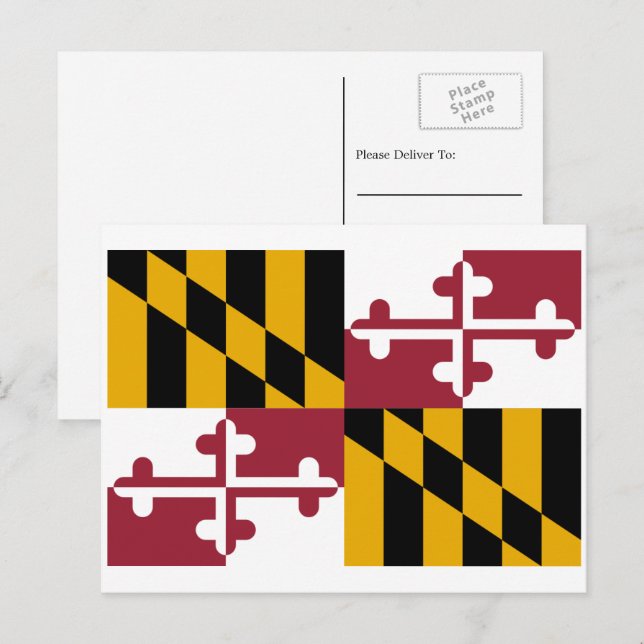 Marylander-Flagge, Flagge von Maryland Postkarte (Vorne/Hinten)