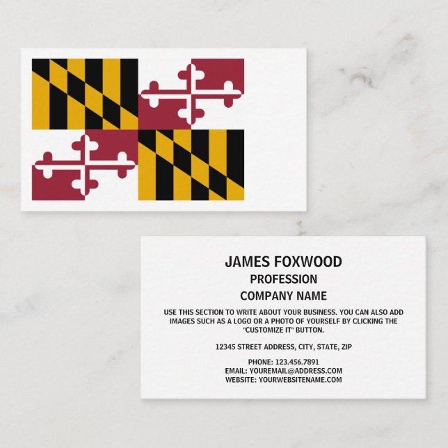 Marylander-Flagge, Flagge von Maryland Visitenkarte (Vorne/Hinten)