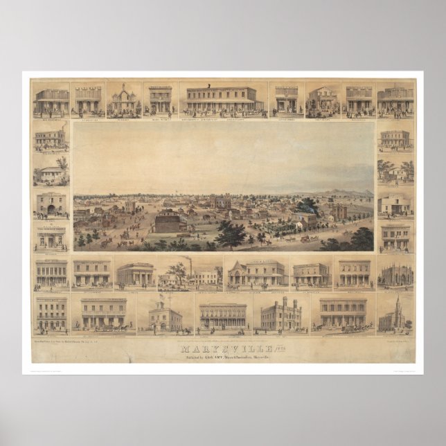 Marysville, Kalifornien, Panorama-Karte (2505A) Poster (Vorne)