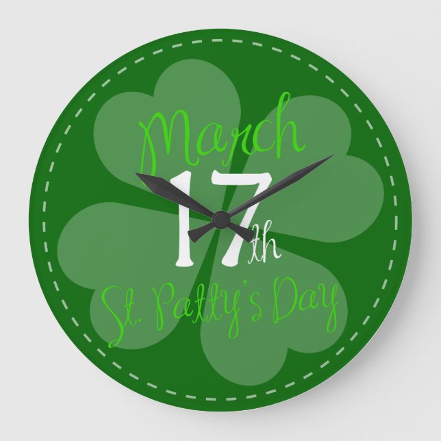 März 17. St. Patty's Day Celebration Große Wanduhr (Vorderseite)