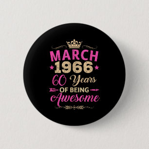 März 1966 60 Jahre Awesome Retro 60. Button