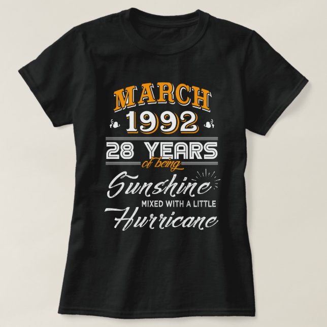 März 1992 - 28 Jahre Hochzeitsgeschenke T-Shirt (Design vorne)
