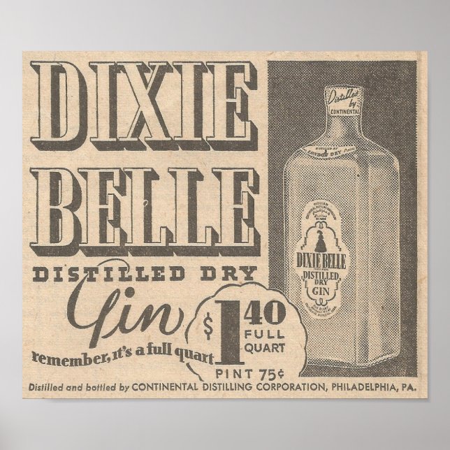 März 23, 1935 und Dixie Belle Gin Poster (Vorne)