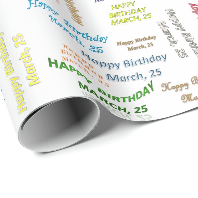 März, 25 Geburtstag Geschenkpapier (Rolleneckpunkt)