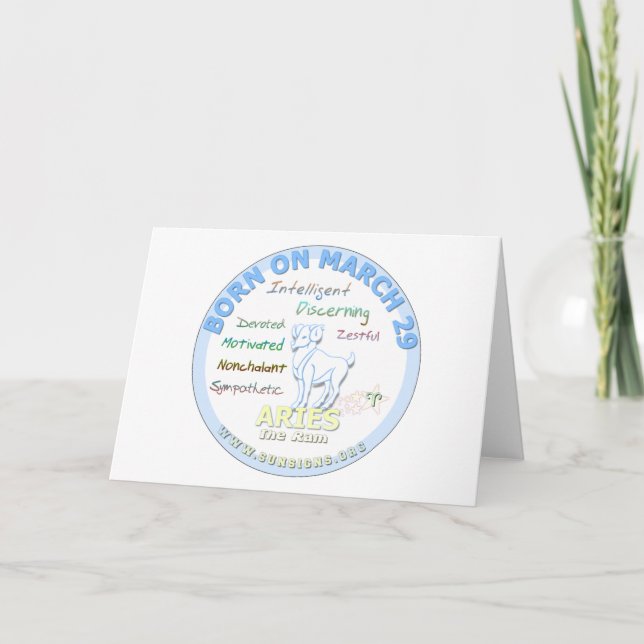 März 29. Geburtstag - Äries Karte (Vorderseite)