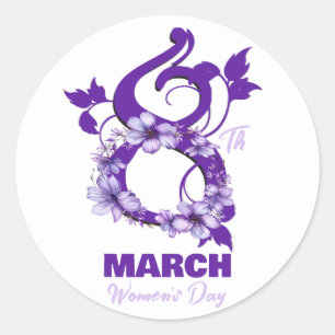 März 8 Internationaler Frauentag 2025 Runder Aufkleber