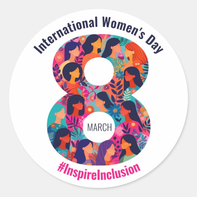 März 8 Internationaler Frauentag IWD Runder Aufkleber (Vorderseite)