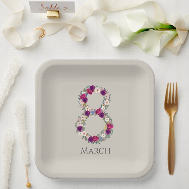 März 8 Internationaler Frauentag Pappteller (Hochzeit)