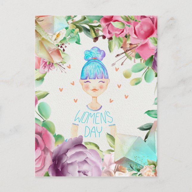 März 8. Internationaler Frauentag Postkarte (Vorderseite)