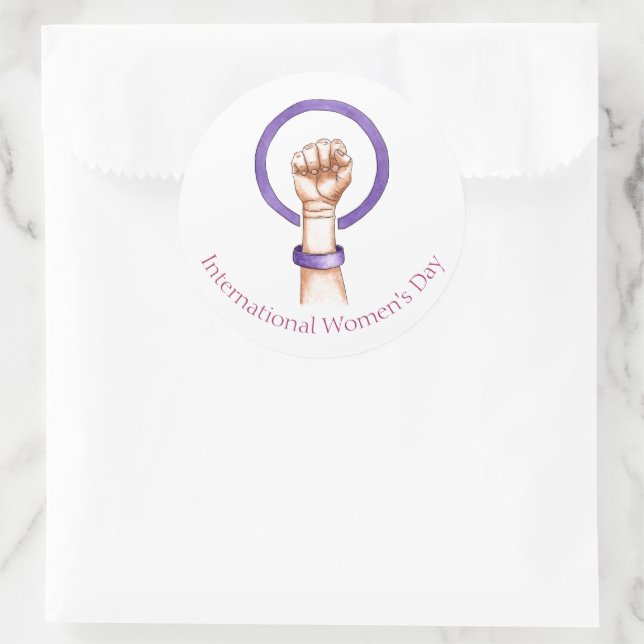März 8. Internationaler Frauentag Runder Aufkleber (Tasche)
