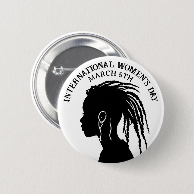 März 8 ist der Internationale Frauentag Button (Vorne & Hinten)