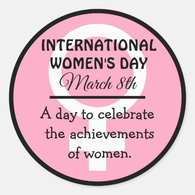 März 8 ist der "Internationale Frauentag" Runder Aufkleber (Vorderseite)