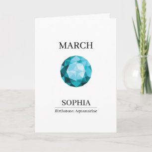 März Aquamarin Personalisierter Geburtstag Karte