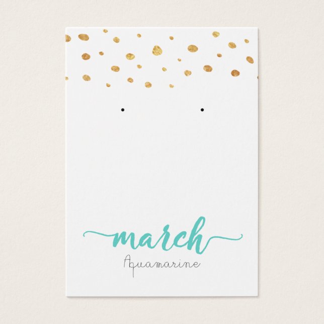 März Aquamarine Birthstone Earring Card (Vorderseite)