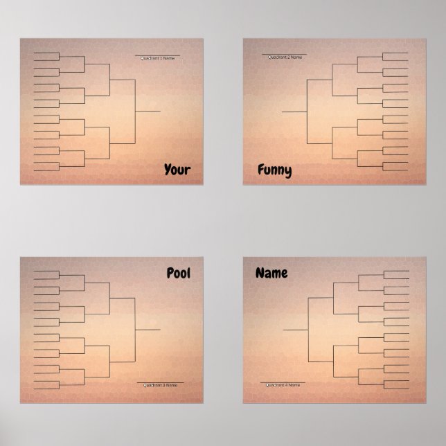 März Basketball Quadrant Bracket Orange Ombre Bilderwand Sets (Vorderseite)