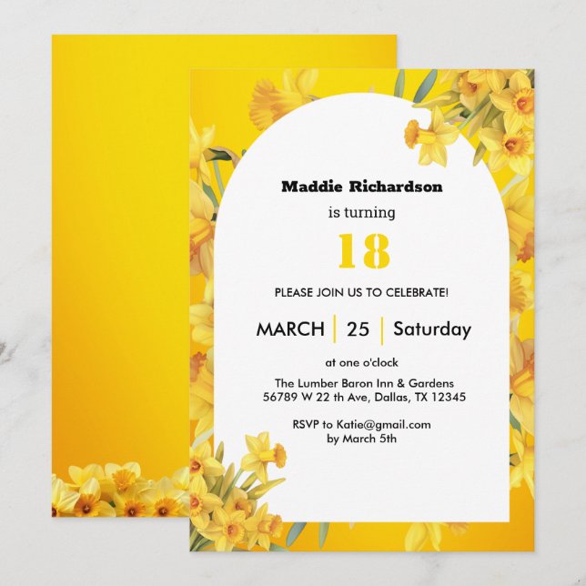 März Birth Blume Geburtstag personalisierbar Einladung (Vorne/Hinten)