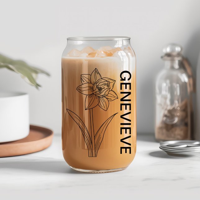 März Birth Blume Jonquil mit Individuelle Name Dosenglas (Von Creator hochgeladen)