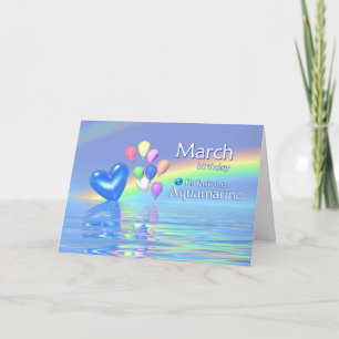 März Birthday Aquamarine Herz Karte