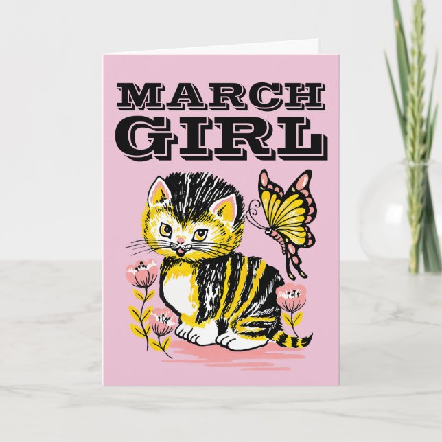 MÄRZ BIRTHDAY GIRL GREETING CARDS KARTE (Vorderseite)