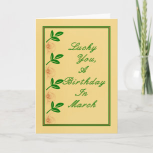März Birthday Green & Gold Card Karte