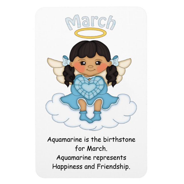 März Birthstone Angel Black Premium Magnet (Vertikal)
