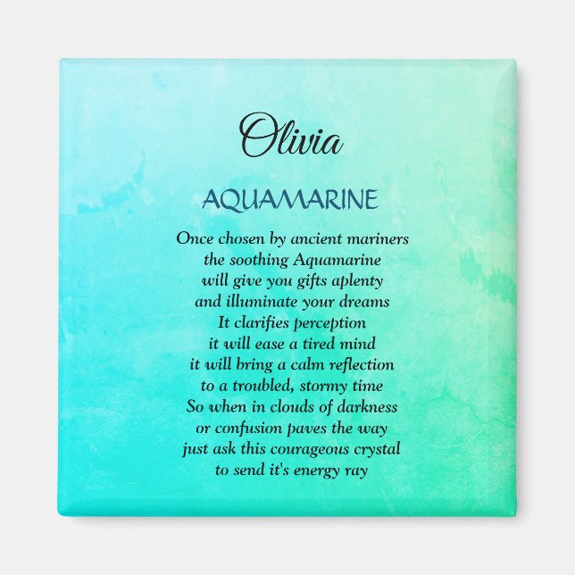 März Birthstone Aquamarine Design Magnet (Vorne)