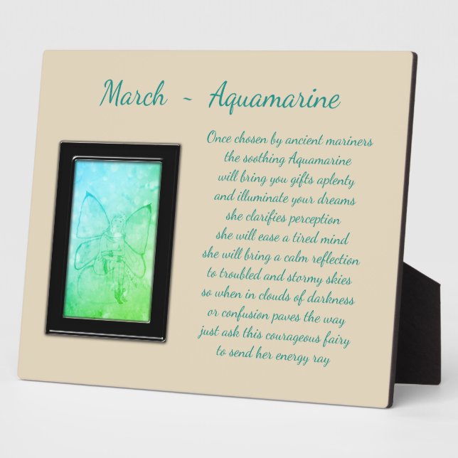 März Birthstone Aquamarine Fotoplatte (Seite)