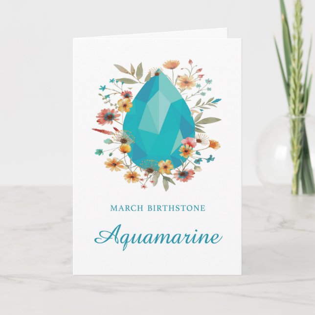 März Birthstone Aquamarine Geburtstagsfeiern Wildb Karte (Vorderseite)
