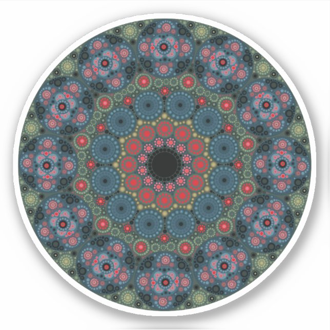 März Birthstone Bloodstone Mandala Sticker (Vorderseite)