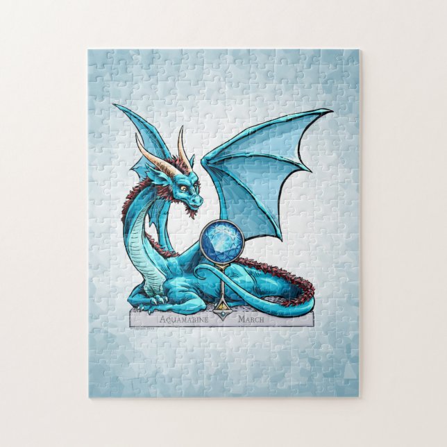 März Birthstone Drache: Aquamarine (Vertikal)