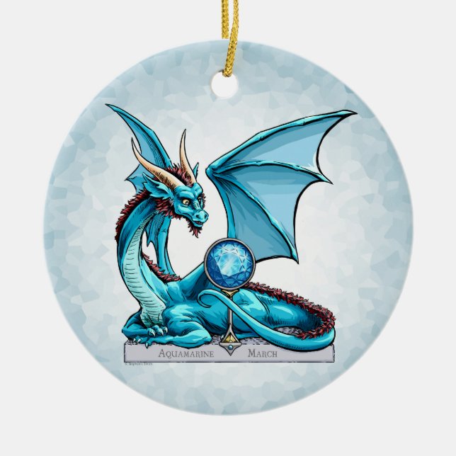 März Birthstone Dragon: Aquamarine Ornament (Vorne)