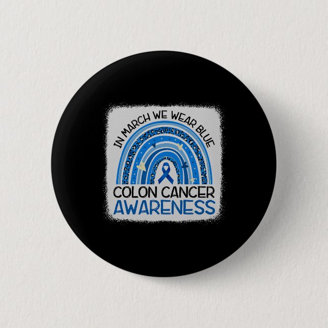 März Blue Ribbon Colon Krebs Bewusstsein Monat Button (Vorderseite)