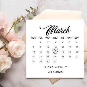 März Calendar Dunkle Schwarze Hochzeit Serviette