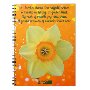 März Daffodil Birth Blume SpiralNotebook Notizblock
