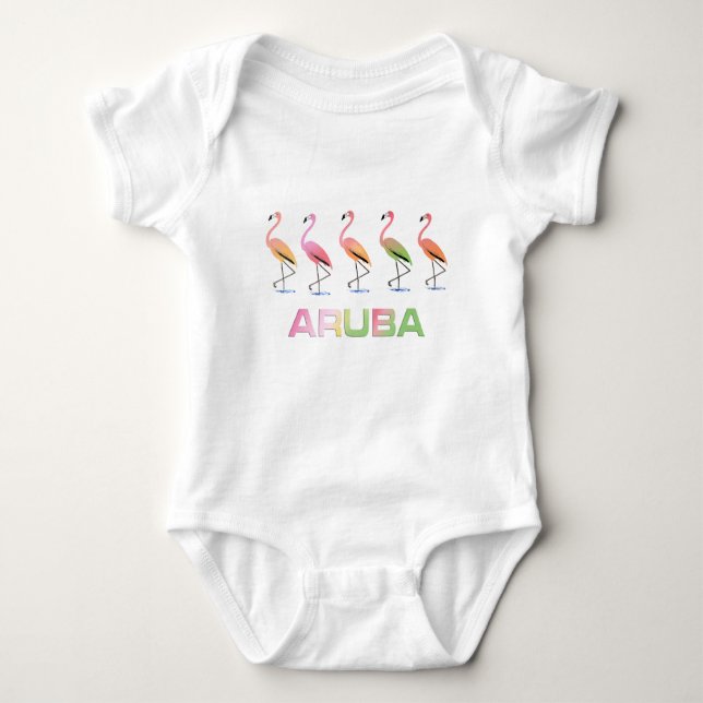 März der tropischen Flamingos ARUBA Baby Strampler (Vorderseite)