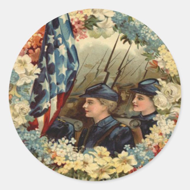 MÄRZ der US-Flaggenparade Ziviler Krieg Runder Aufkleber (Vorderseite)