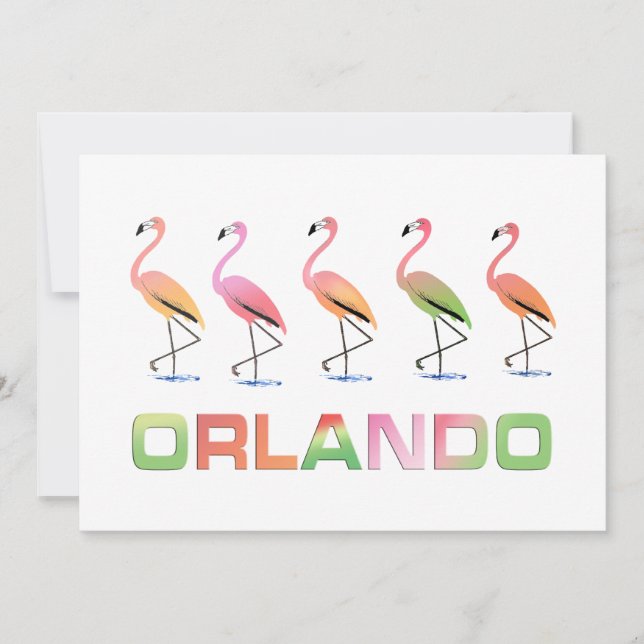 März des tropischen Flamingos ORLANDO Einladung (Vorderseite)