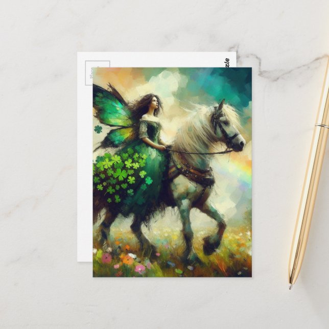 März Fairy reiten Postkarte (Vorderseite/Rückseite Beispiel)
