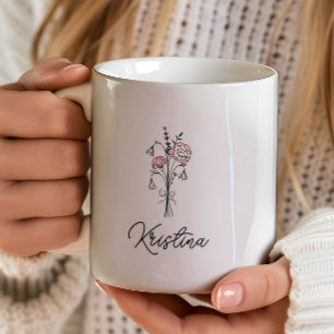 März-Geburtsblume & Eleganter Schriftname Kaffeetasse