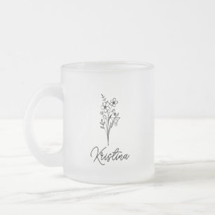 März-Geburtsblume & Eleganter Schriftname Mattglastasse