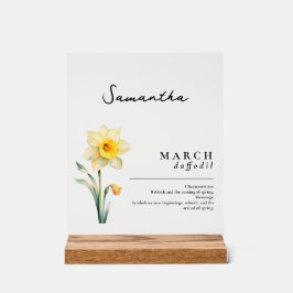 März Geburtsmonat Blume affodil Personalisiert Acrylschild