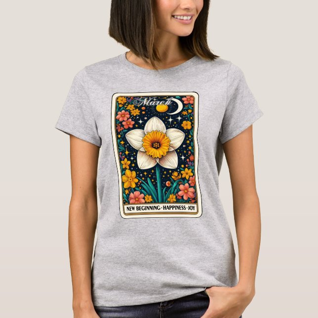 März Geburtsmonat Blume Affodischer T - Shirt (Vorderseite)